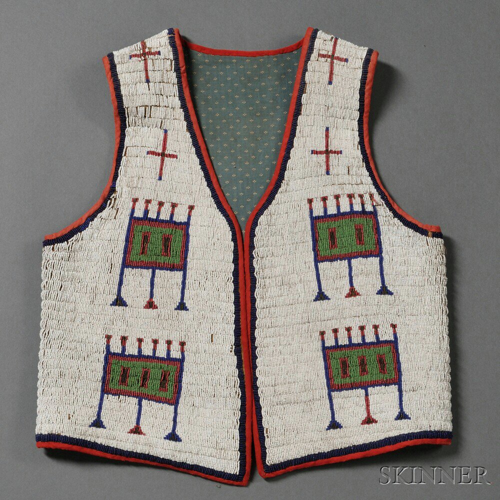 Appraisal: Lakota Fully Beaded Hide and Cloth Vest c last quarter