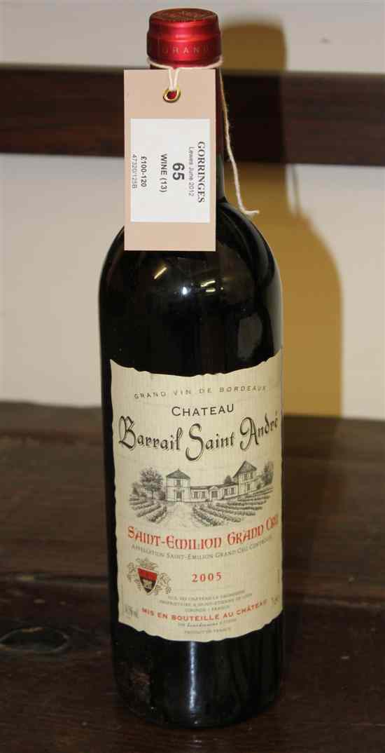 Appraisal: Thirteen bottles including ten Chateau Barrail-Saint-Andre St Emilion Grand Cru