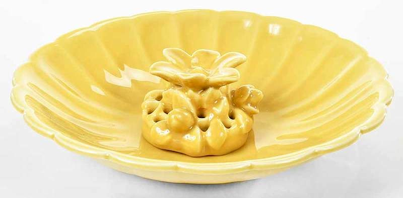 Appraisal: Yellow Rookwood Art Pottery Bowl and Flower Frog American early