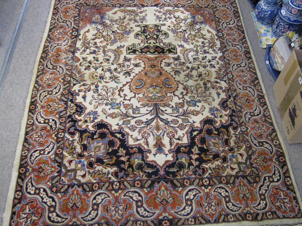 Appraisal: Eastern rug with vase central medallion