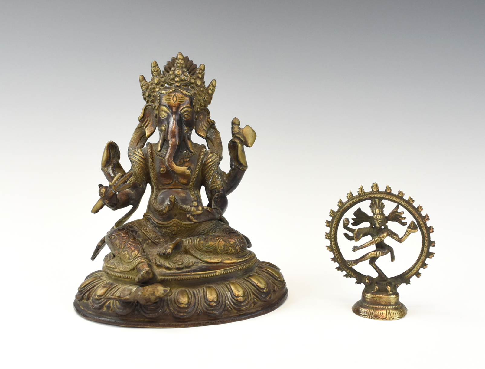 Appraisal: TWO CHINESE GILT BRONZE BUDDHA FIGURES a gilt bronze figure