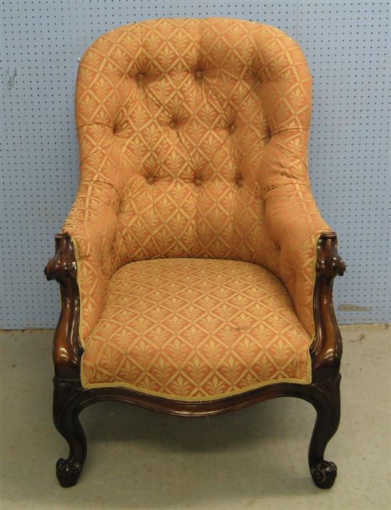 Appraisal: th century rosewood framed button back arm chair