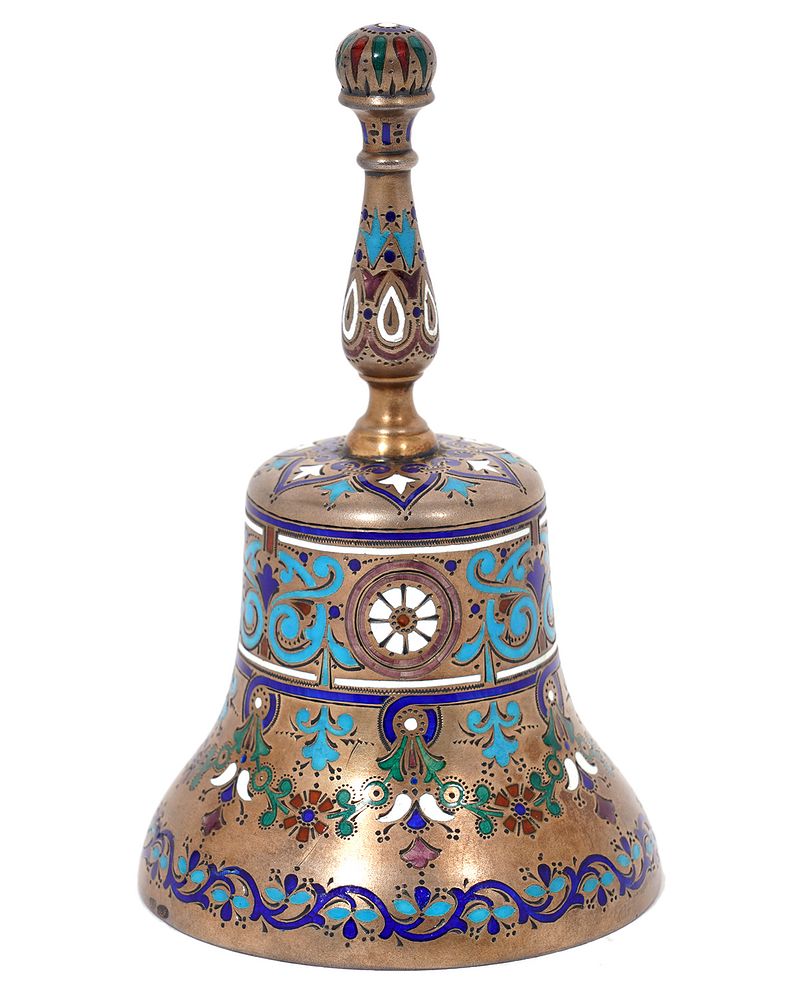 Appraisal: Russian Imperial Silver Enamel Bell Russian Imperial gilt silver bell