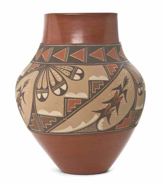 Appraisal: A Jemez Redware Vase Virginia Ponca Fragua of baluster form