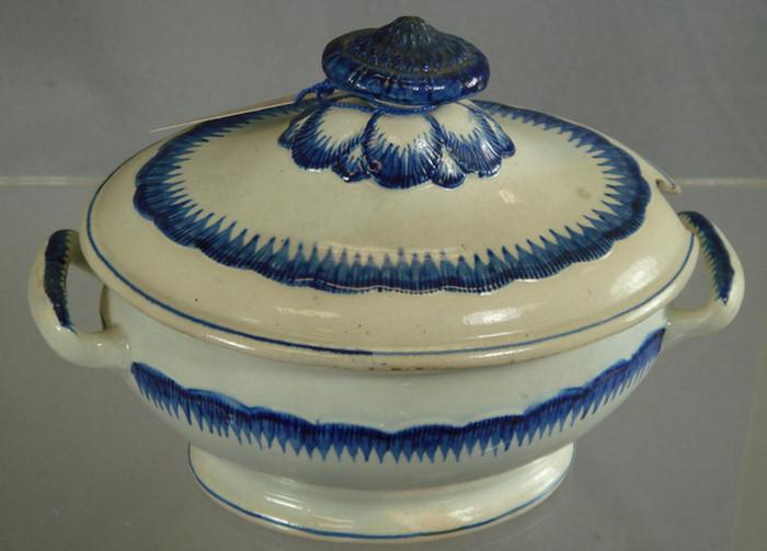 Appraisal: Leeds pearlware blue featheredge sauce tureen small flakes on underside