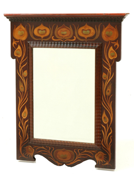 Appraisal: A FRENCH ART NOUVEAU MIRROR The rectangular bevelled edged plate