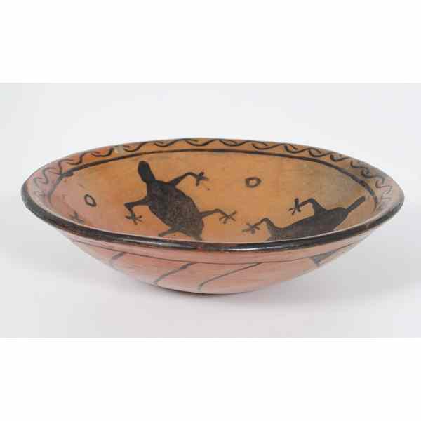 Appraisal: Pima Figural Redware Bowl inside of bowl decorated with four