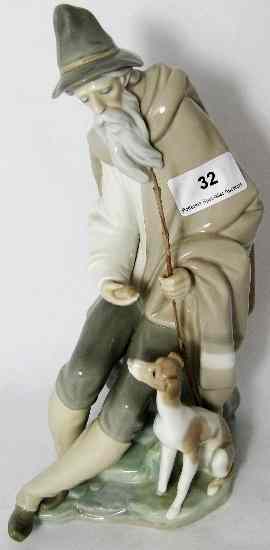 Appraisal: Lladro Figure of Old Gentlemen Seated with Dog ''The Begger''