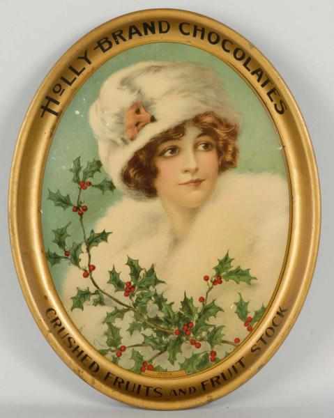 Appraisal: Holly Brand Chocolates Advertising Serving Tray Description Marked Janis American