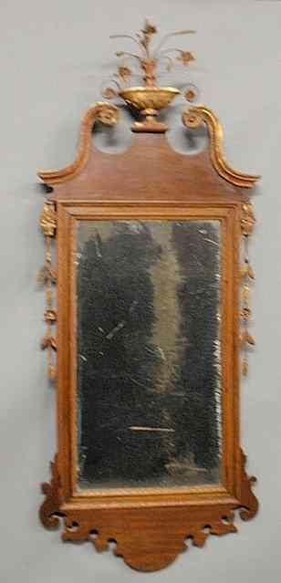 Appraisal: Georgian mahogany mirror th c with a gilt broken arch