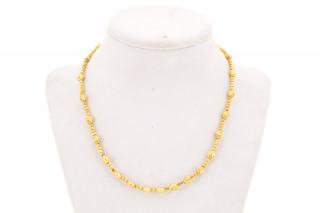 Appraisal: Handmade k Yellow Gold Beaded Necklace Modern handmade gold textured