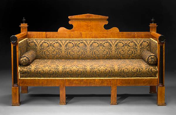 Appraisal: A Biedermeier parcel ebonized and walnut settee second quarter th