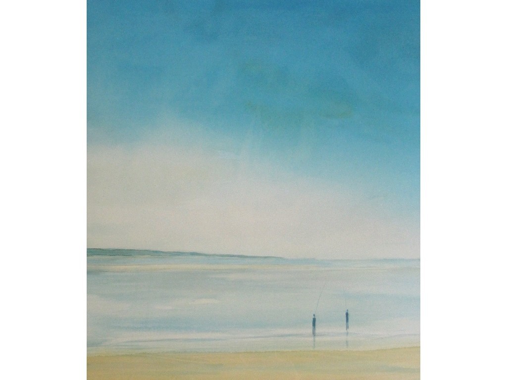 Appraisal: JOHN TAYLOR Watercolour 'Blue sky and two fishermen' signed recto