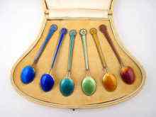 Appraisal: A set of six enamelled silver teaspoons by David Andersen