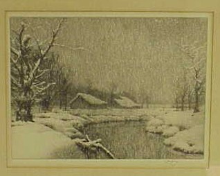 Appraisal: Charles Jacques Young American - etching Snow in the Air