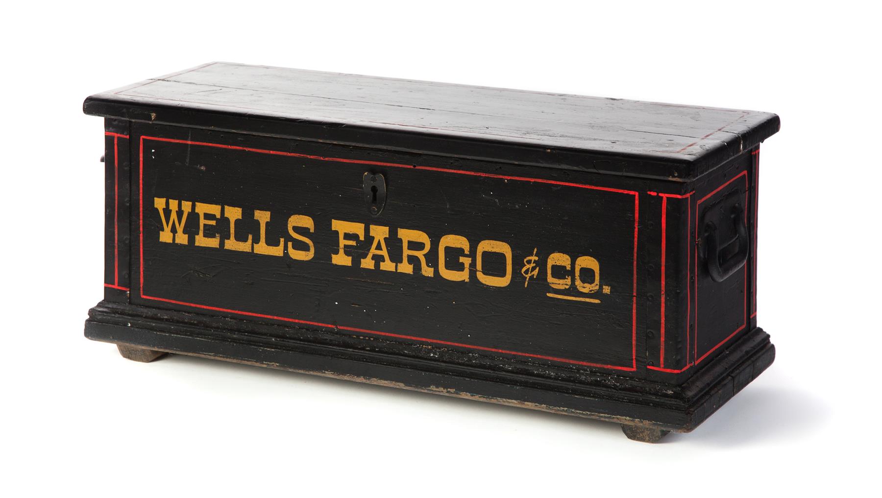 Appraisal: WELLS FARGO COMPANY PAINTED LOCK BOX American late th-early th