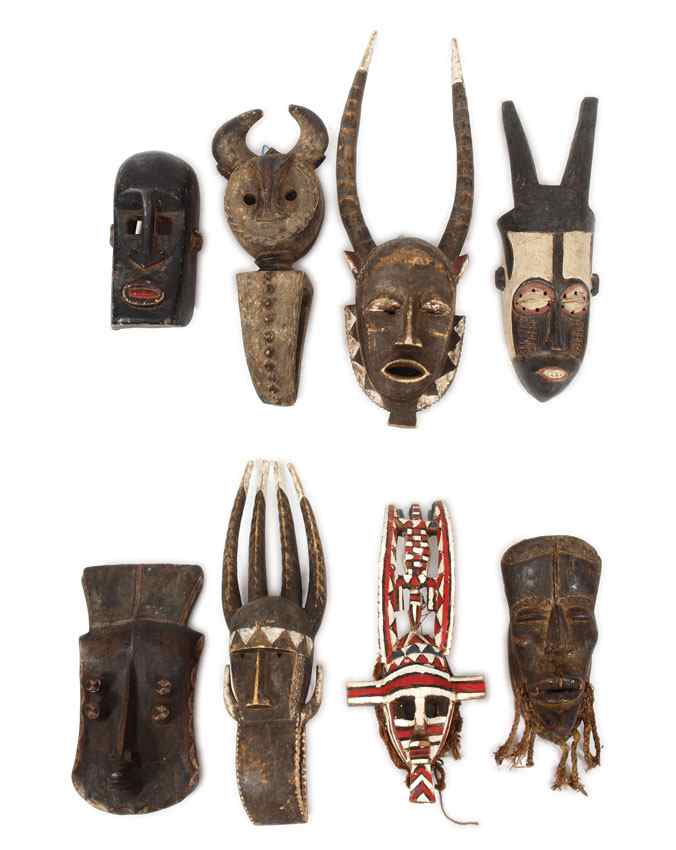 Appraisal: CARVED AFRICAN MASKS Dogon Mali Dan Lieria Yaure Ivory Coast