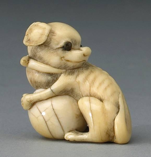 Appraisal: An ivory study of a dog Osaka Early th century