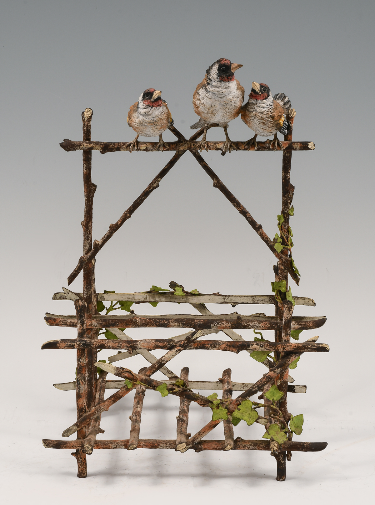 Appraisal: COLD-PAINTED VIENNA BRONZE LETTER RACK Late th-century Bronze Letter Rack