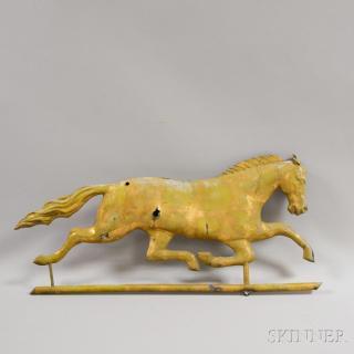 Appraisal: Molded and Gilt Sheet Copper Running Horse Weathervane possibly J