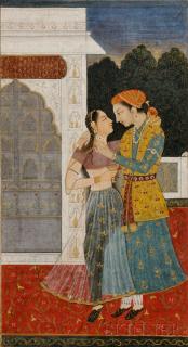 Appraisal: Miniature Painting Depicting Lovers Miniature Painting Depicting Lovers India th