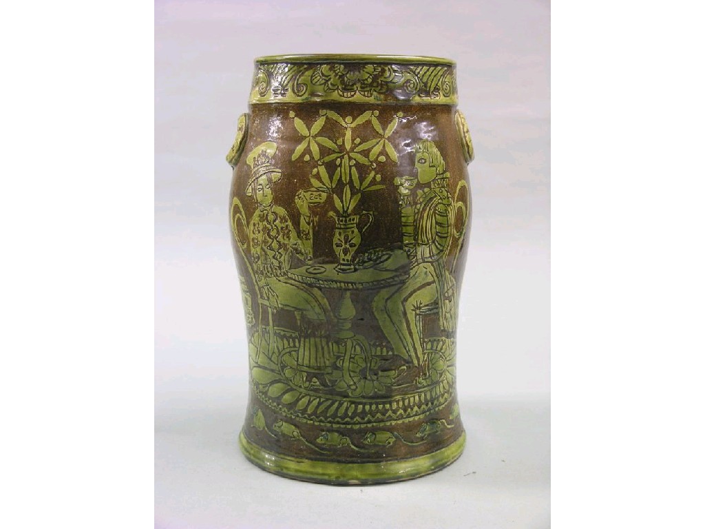 Appraisal: A Mary Winbush slipware vase decorated with a male and