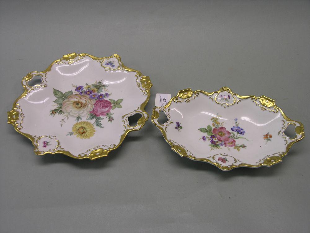 Appraisal: Two matching th century Meissen dessert dishes finely painted with