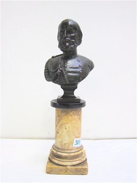 Appraisal: BRONZE BUST OF GUISEPPE GARIBALDI Late th century Mounted on