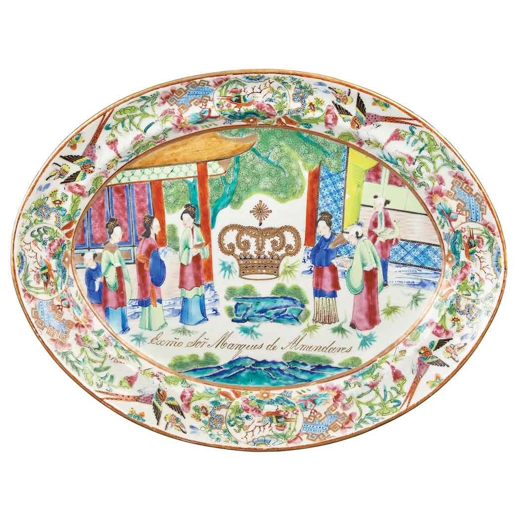 Appraisal: Canton Famille Rose Armorial Porcelain Platter From the service made