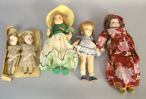 Appraisal: Five bisque and composition dolls