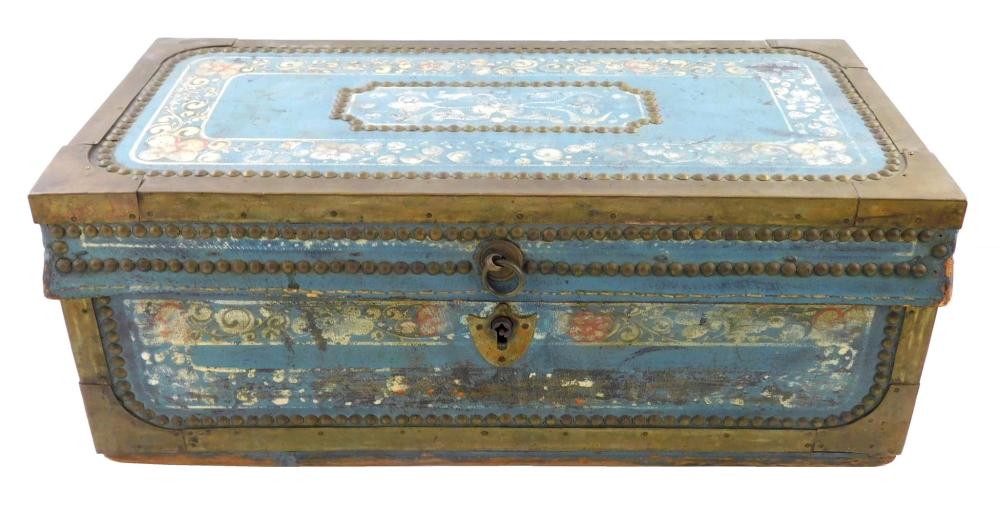 Appraisal: Chinese export camphorwood chest th C leather sides and top