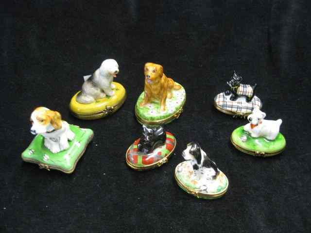 Appraisal: Collection of Dog Limoges Porcealian Boxes figural all different ''