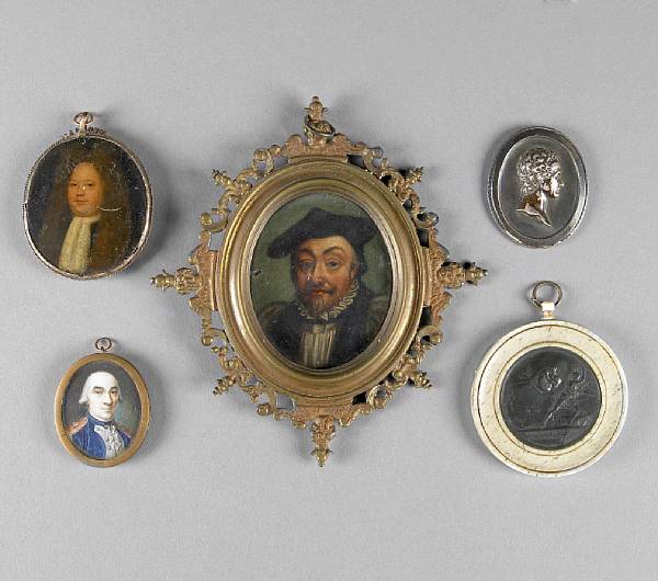 Appraisal: A group of three portrait miniatures th th century On