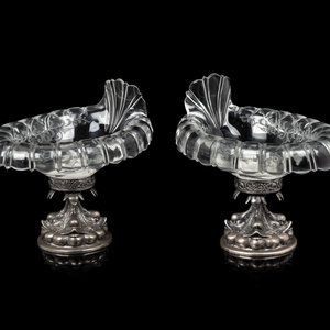 Appraisal: A Pair of German Silver Mounted Glass Bowls Early th