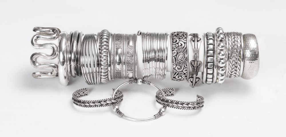 Appraisal: STERLING BRACELETS FROM AROUND THE WORLD Troy oz Mostly Mexico