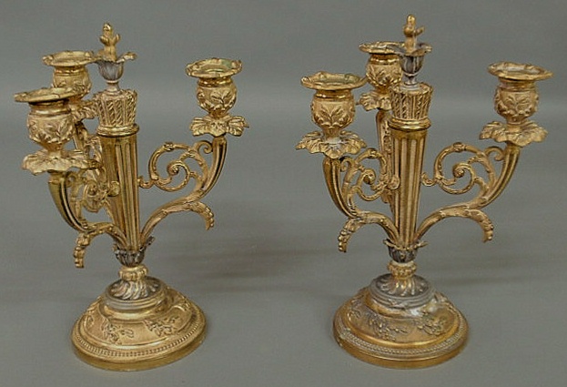 Appraisal: Fine pair of gilt metal candelabra Second Empire h x