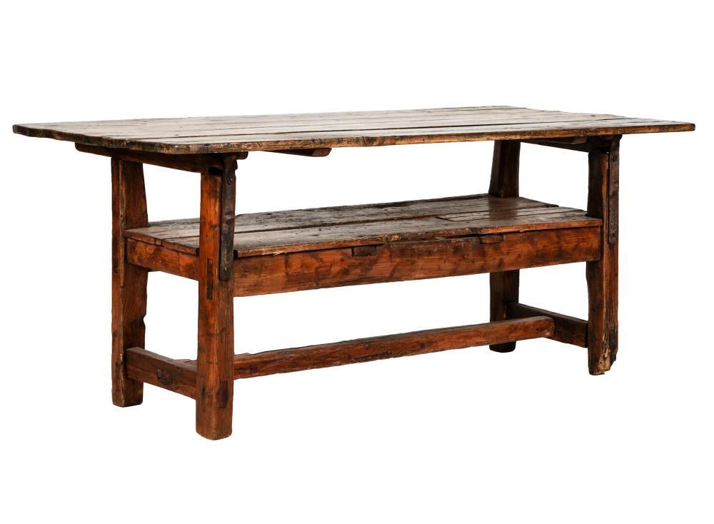 Appraisal: RUSTIC PINE METAMORPHIC SETTLEconverting into a table inches wide inches