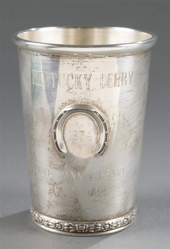 Appraisal: Kentucky Derby sterling mint julep cup Horse on front amidst