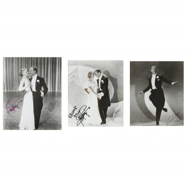 Appraisal: THREE VINTAGE FRED ASTAIRE AND GINGER ROGERS SIGNED PHOTOGRAPHS Black-and-white