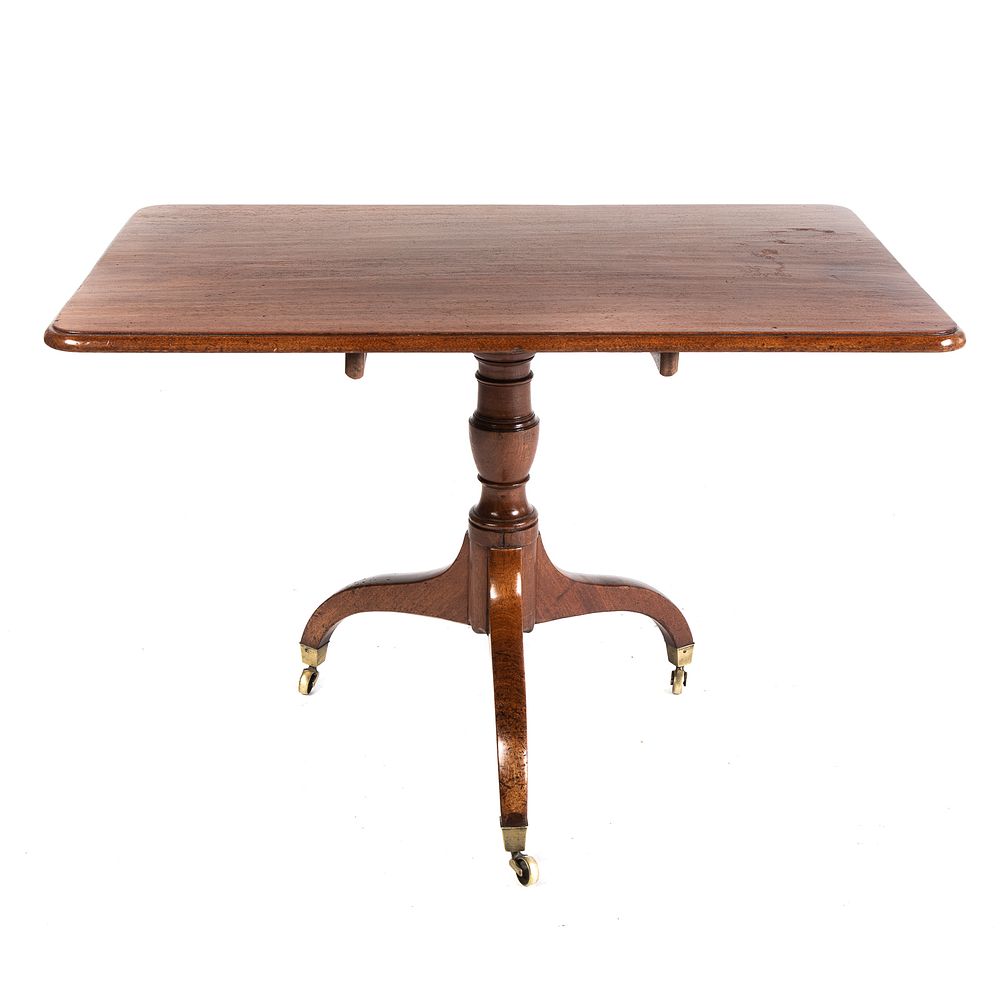 Appraisal: Regency Mahogany Flip Top Tea Table Circa rectangular top with