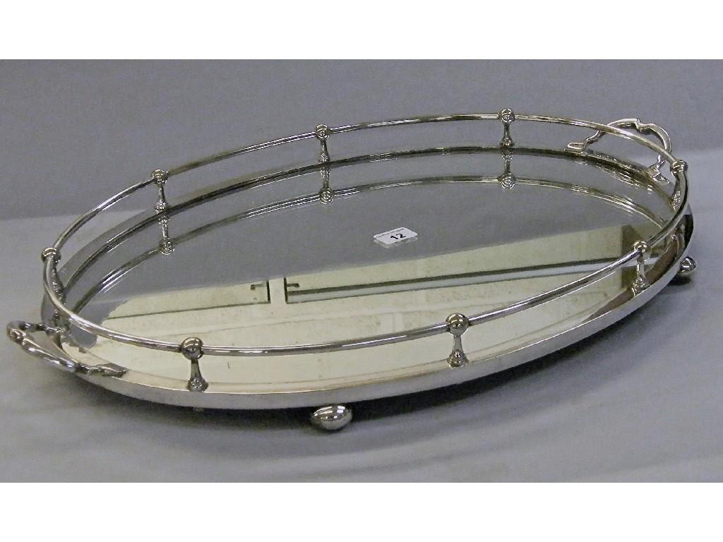 Appraisal: Good large oval twin handled gallery tray with central mirrored