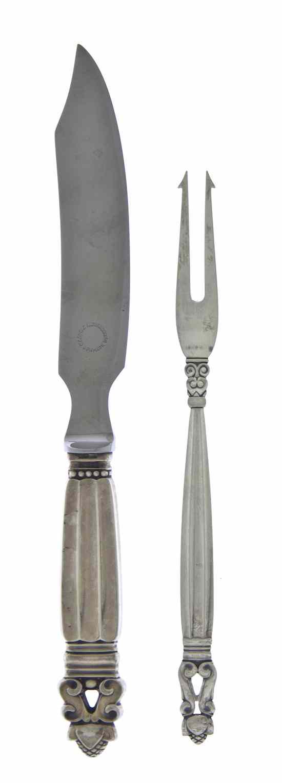 Appraisal: A Danish Cheese Knife and Olive Fork Georg Jensen th