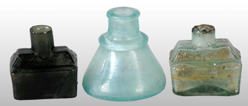 Appraisal: Lot of Glass Ink Bottles Description One with paper label