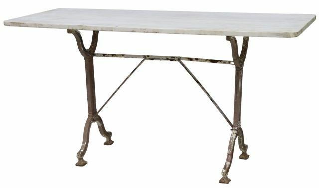 Appraisal: French Parisian bistro table early th c rectangular marble top