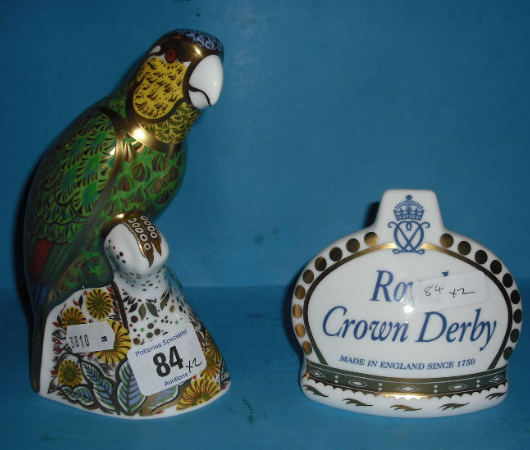 Appraisal: Royal Crown Derby Paperweights Amazon Green Parrot with Certificate And