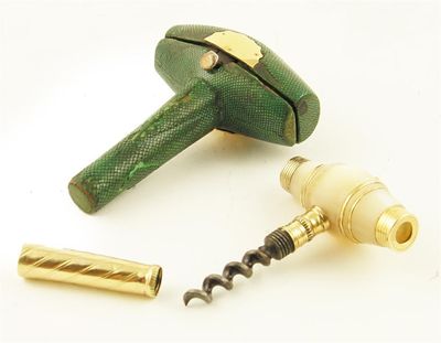 Appraisal: An th century French gold pocket corkscrew moulded with bands