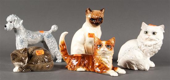 Appraisal: Four Goebel ceramic cat figures and a similar Goebel poodle