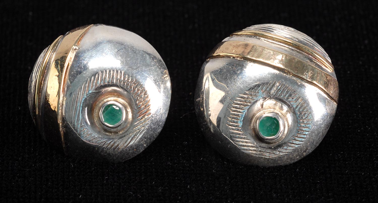 Appraisal: PAIR OF EARRINGS BY ETTA GOLDSTEIN In a half-sphere design