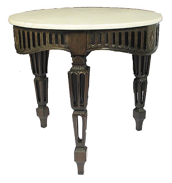 Appraisal: An Empire style mixed wood and marble top gueridon height