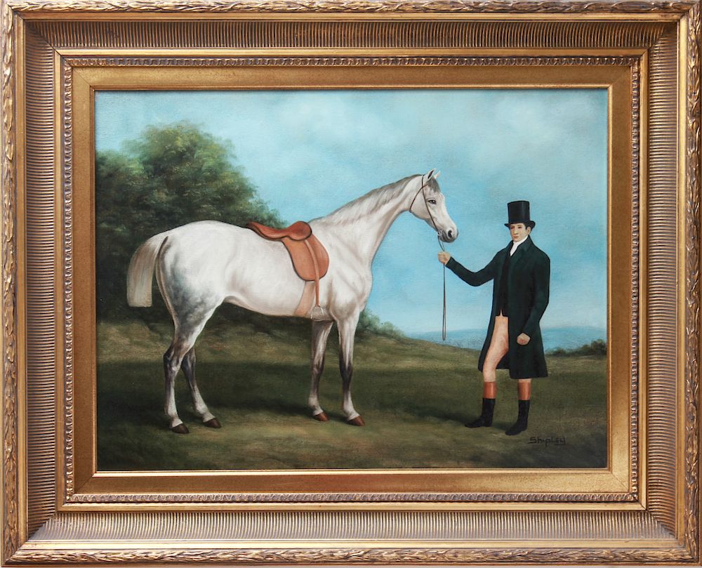 Appraisal: Signed Shipley Gentleman with Horse th C Oil Signed Shipley